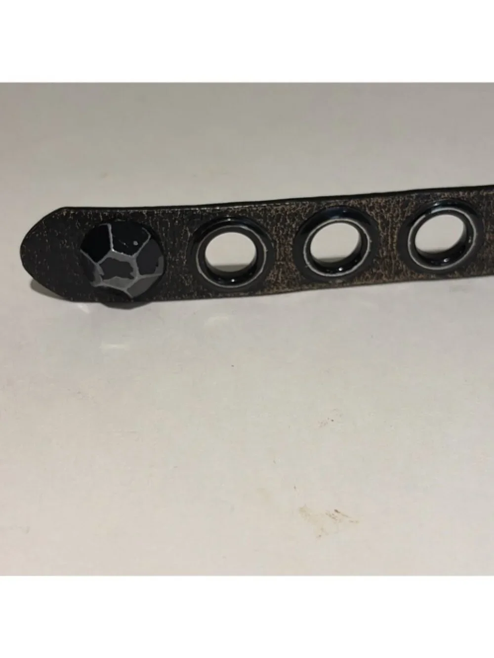 Y2K Betsey Johnson Studded Leather Belt Size M Black Embellished Grommets Edgy